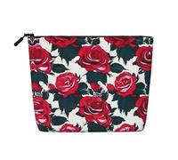 Trousse de maquillage en chanvre avec imprimé marguerites violettes - Trousse de toilette de voyage pour femme, rangement quotidien, voyages d'affaires, et plus encore, Tableau floral rose, Taille