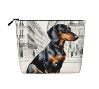 Trousse de maquillage en chanvre avec imprimé teckel parisien - Pour un usage quotidien ou voyage