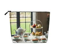 Trousse de maquillage en chanvre avec imprimé tie-dye - Trousse de toilette de voyage pour femme, rangement quotidien, voyages d'affaires, et plus encore, Thé de l'après-midi., Taille unique