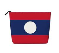 Trousse de maquillage en chanvre avec motif drapeau du Laos - Pour un usage quotidien ou un voyage