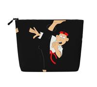 Trousse de maquillage en chanvre imprimé écureuil - Organiseur de toilette de voyage, rangement quotidien, voyage d'affaires essentiel, Karaté dessin animé, Taille unique