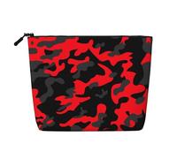 Trousse de maquillage en chanvre imprimé Monkey Music - Organiseur de toilette de voyage, rangement quotidien, voyage d'affaires essentiel, Camouflage rouge., Taille unique