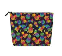 Trousse de Maquillage en Chanvre synthétique à Motif Ananas Arc-en-Ciel, Pochette de Voyage, Trousse de Toilette écologique et résistante avec Fermeture éclair, 24 x 17 cm