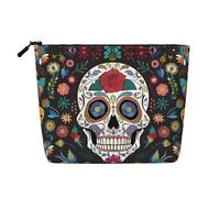 Trousse de maquillage en chanvre synthétique imprimé loup galaxie - Organiseur de toilette de voyage, rangement quotidien, voyage d'affaires essentiel, Day of the Dead, Taille unique