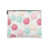 Trousse de maquillage en coton pour femme, petite trousse de toilette portable en toile avec fermeture éclair, cadeau de festival, pastel, 7x9 Inch, Barbe à papa