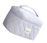 Trousse de maquillage en coton tendance Rangement Organisé Spacieux Mallette de beauté avec fermeture éclair Sacs cosmétiques matelassés Trousse de maquillage matelassée, pourpre, Mass Beauty