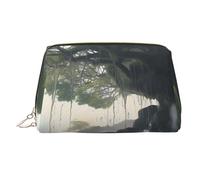 Trousse de maquillage en cuir à carreaux indiens arabes - Grande capacité - Sac de rangement de voyage à double usage - Trousse de toilette et de maquillage, Ancien Big Tree Animal Paysage, Taille