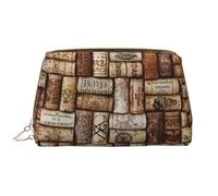 Trousse de maquillage en cuir avec fermeture éclair et bouchon de liège, blanc, Taille unique