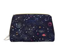 Trousse de maquillage en cuir avec fermeture éclair et carte des constellations étoilées, blanc, Taille unique