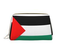 Trousse de maquillage en cuir avec fermeture éclair et drapeau de la Palestine, blanc, Taille unique