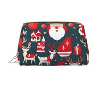 Trousse de maquillage en cuir avec fermeture éclair Merry Christmas pour divers articles, blanc, Taille unique