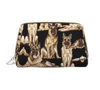 Trousse de maquillage en cuir avec fermeture éclair Motif berger allemand, blanc, Taille unique