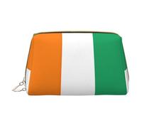 Trousse de maquillage en cuir avec fermeture éclair Motif drapeau de la Côte d'Ivoire, blanc, Taille unique