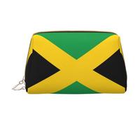 Trousse de maquillage en cuir avec fermeture éclair Motif drapeau de la Jamaïque, blanc, Taille unique