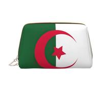 Trousse de maquillage en cuir avec fermeture éclair Motif drapeau de l'Algérie, blanc, Taille unique