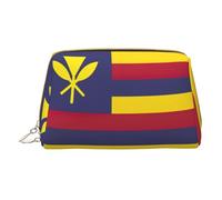 Trousse de maquillage en cuir avec fermeture éclair Motif drapeau du Royaume d'Hawaï, blanc, Taille unique