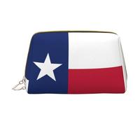 Trousse de maquillage en cuir avec fermeture éclair Motif drapeau du Texas, blanc, Taille unique