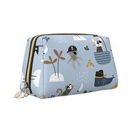 Trousse de Maquillage en Cuir avec Fermeture éclair pour Femme, Chat enfantin, Singe, Poulpe, Pirates, océan créatif, Trousse de Toilette, Trousse de Maquillage imperméable, Organisateur de Voyage po