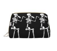 Trousse de maquillage en cuir avec fermeture éclair pour Halloween, squelette et tête de mort, blanc, Taille unique