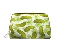 Trousse de maquillage en cuir avec fermeture éclair pour sushi aneth cornichons, blanc, Taille unique