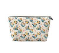 Trousse de maquillage en cuir avec imprimé boule musicale et fleur pour femme, jolie trousse de maquillage en cuir