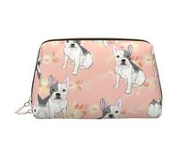 Trousse de maquillage en cuir avec imprimé bouledogue français