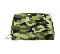 Trousse de maquillage en cuir avec imprimé cactus et roses succulentes - Petite trousse de maquillage pour sac à main, pochette à cosmétiques, pochette de toilette pour femme, Vert militaire, One Size