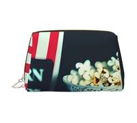 Trousse de maquillage en cuir avec imprimé de film et pop-corn pour femme - Trousse de toilette de voyage pour articles de toilette