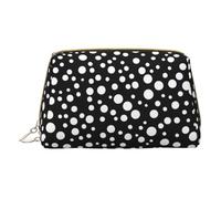 Trousse de maquillage en cuir avec imprimé turquoise turquoise vif pour sac à main, pochette cosmétique, pochette de toilette pour femme, Gros pois blancs et noirs, One Size