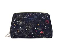 Trousse de maquillage en cuir avec motif constellation et galaxies
