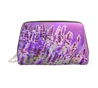 Trousse de maquillage en cuir avec motif cœur coloré, sac de rangement de voyage de grande capacité, articles de toilette et trousse de maquillage à double usage, Lavande violette romantique, Taille