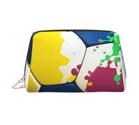 Trousse de maquillage en cuir avec motif éléphant sauvage, grande capacité, double usage, trousse de toilette et trousse de maquillage, Ballon de football coloré., Taille unique, Cartable