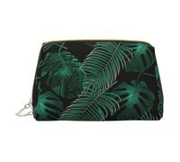 Trousse de maquillage en cuir avec motif guitare artistique, petite trousse de maquillage pour sac à main, pochette cosmétique, pochette de toilette pour femme, Feuille de bananier verte, One Size