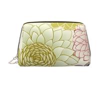 Trousse de maquillage en cuir avec plumes de paon, grande capacité, trousse de toilette double usage et trousse de maquillage, Fleur de dahlia., Taille unique, Cartable