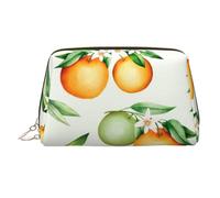 Trousse de maquillage en cuir camouflage abstrait, grande capacité, sac de rangement de voyage, articles de toilette et trousse de maquillage à double usage, Fleurs jaunes et orangers, Taille unique
