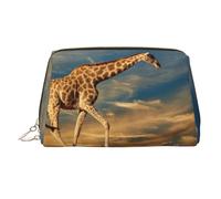 Trousse de maquillage en cuir camouflage abstrait, grande capacité, sac de rangement de voyage, articles de toilette et trousse de maquillage à double usage, Girafe Animaux d'Afrique, Taille unique