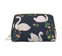 Trousse de maquillage en cuir de cochon pour voyage, trousse de toilette portable pour femme/homme, Magnifiques cygnes blancs sur le lac, Taille unique