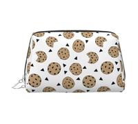 Trousse de maquillage en cuir doré - Cookies, nourriture, pépites de chocolat, biscuits, sacs cosmétiques de voyage, organisateur de toilette portable, pochette à fermeture éclair pour un usage