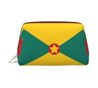 Trousse de maquillage en cuir doré - Imprimé drapeau de la Grenade - Petit organisateur avec poignée - Pochette à fermeture éclair, doré, Taille unique