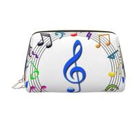Trousse de maquillage en cuir doré - Imprimé musique pentatonique colorée - Sacs cosmétiques de voyage - Organiseur de toilette portable - Pochette à fermeture éclair pour un usage quotidien, doré