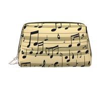 Trousse de maquillage en cuir doré - Imprimé notes de musique - Organiseur de voyage avec poignée et fermeture éclair - Parfait pour un usage quotidien, doré, Taille unique