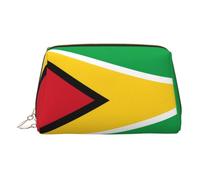 Trousse de maquillage en cuir doré - Motif drapeau de la Guyane - Petit organisateur avec poignée - Pochette à fermeture éclair, doré, Taille unique