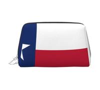 Trousse de maquillage en cuir doré - Motif drapeau du Texas - Petit organisateur avec poignée - Pochette à fermeture éclair, Argenté., Taille unique