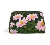 Trousse de maquillage en cuir doré - Rose Blanc Or Fleurs Imprimés Sacs cosmétiques de voyage avec poignée, séparateur, fermeture éclair, articles de toilette personnels portables, doré, Taille unique