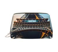 Trousse de maquillage en cuir doré - Tour Eiffel de Paris - Organiseur de voyage avec poignée et fermeture éclair - Parfait pour un usage quotidien, doré, Taille unique