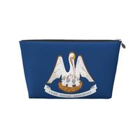 Trousse de maquillage en cuir imperméable avec imprimé drapeau de l'État de la Louisiane pour femme, Argenté., Taille unique, Trousse de toilette