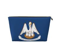 Trousse de maquillage en cuir imperméable avec imprimé drapeau de l'État de la Louisiane pour femme, doré, Taille unique, Trousse de toilette