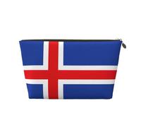 Trousse de maquillage en cuir imperméable avec imprimé drapeau de l'Islande pour femme, doré, Taille unique, Trousse de toilette
