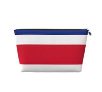 Trousse de maquillage en cuir imperméable avec imprimé drapeau du Costa Rica pour femme, Argenté., Taille unique, Trousse de toilette
