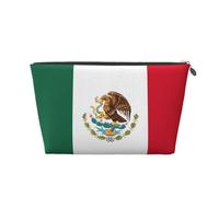Trousse de maquillage en cuir imperméable avec imprimé drapeau du Mexique pour femme, Argenté., Taille unique, Trousse de toilette